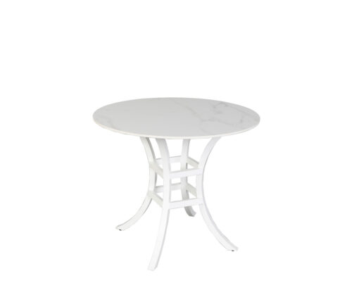 Monaco 36" Round Stone Dining Table Carrara White / White