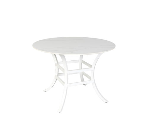 Monaco 42" Round Stone Dining Table Carrara White / White
