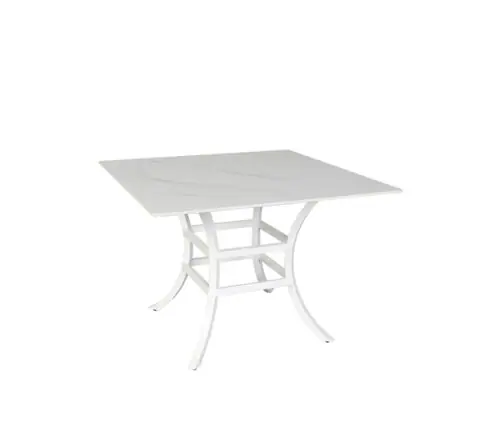 Monaco 42" Square Stone Dining Table Carrara White / White