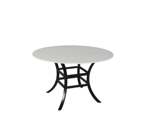 Monaco 48" Round Stone Dining Table Carrara White / Black