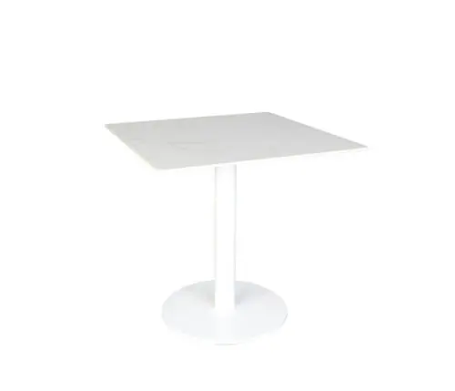 Origin 36" Square Pedestal Balcony Table Carrara White / White Side