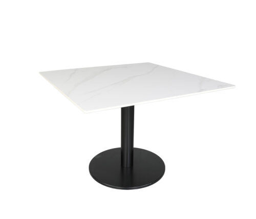 Origin 42 Square Pedestal Dining Table Carrara White / Black