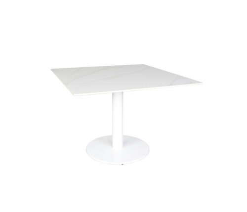 Origin 42 Square Pedestal Dining Table Carrara White / White